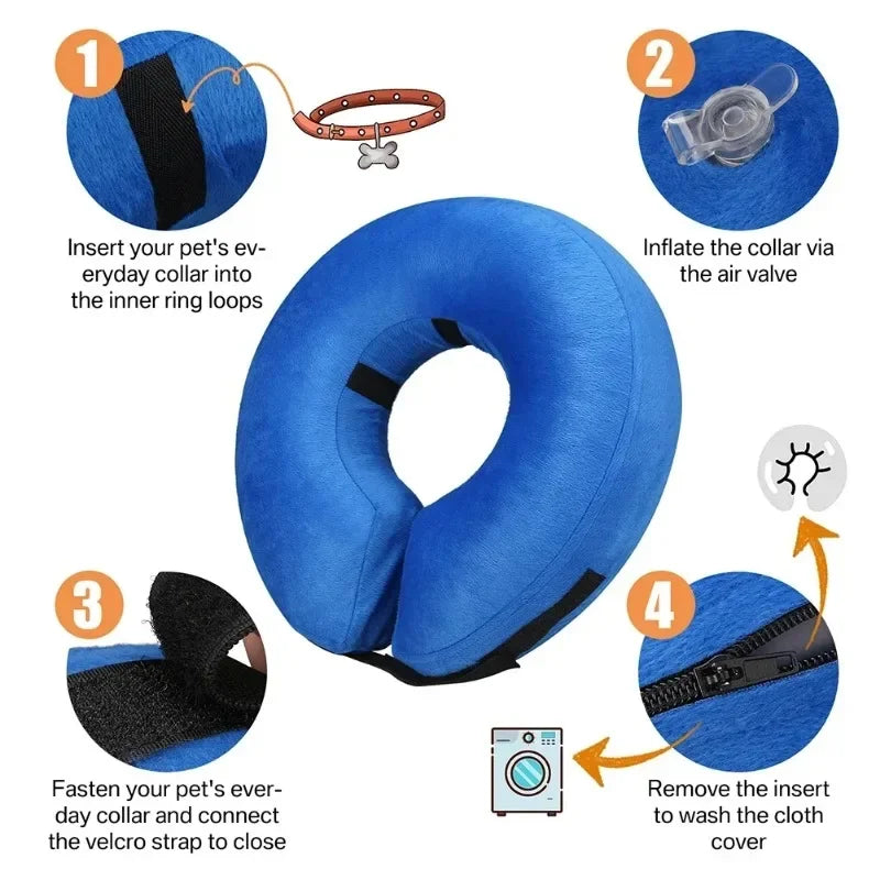 Dog Cones After Surgery, Protective Inflatable Dog Collar Pet Recovery Collar