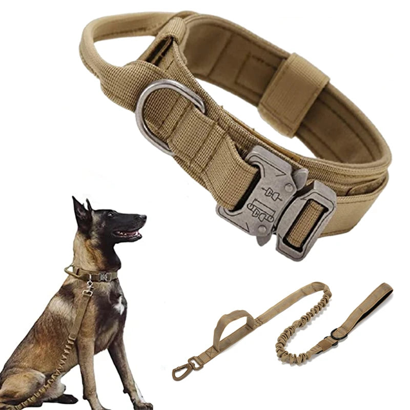 Dog Collar Durable Tactical Leash Set Adjustable Military Pet Collar Leash Medium Large Dog German Shepherd Training Accessories