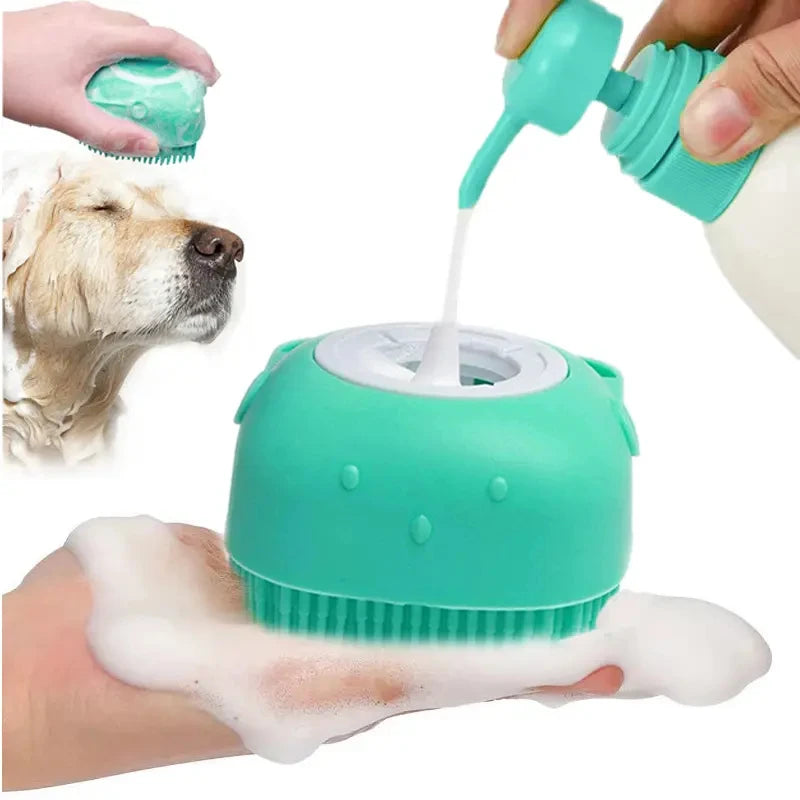 Bathroom Puppy Big Dog Cat Bath Massage Gloves Brush Soft Safety Silicone