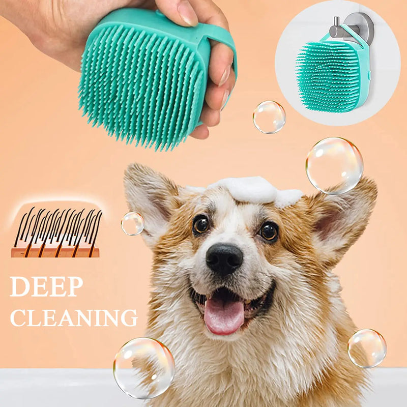 Bathroom Puppy Big Dog Cat Bath Massage Gloves Brush Soft Safety Silicone