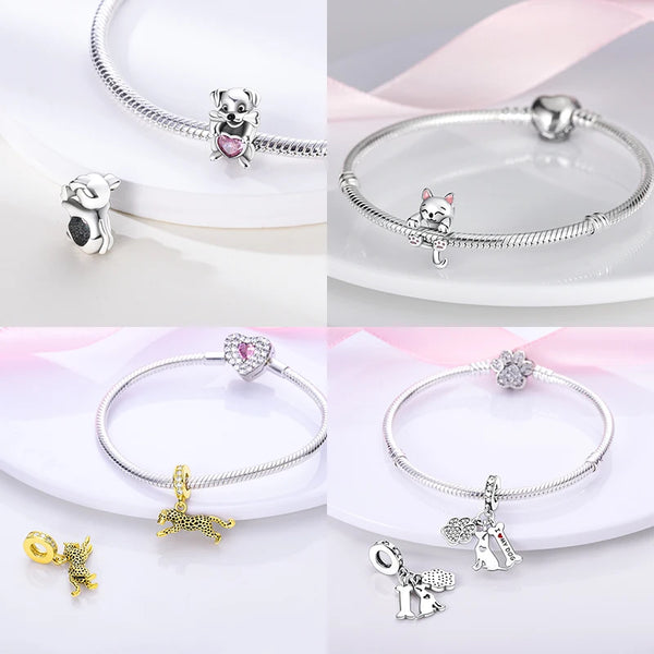 Animals Series Charms Beads 925 Silver Dog Cat Pets Fit Original Pandora Bracelet DIY lovely Pendants For Woman Fashion Jewelry