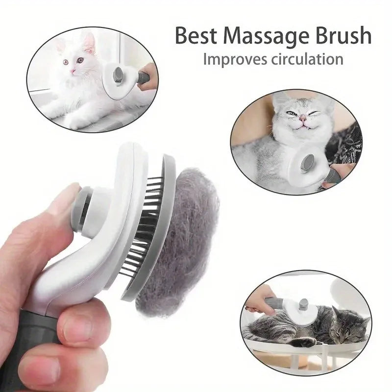 Pet Hair Removal Brush Dog Hair Comb Stainless Steel Automatic Hair Fading