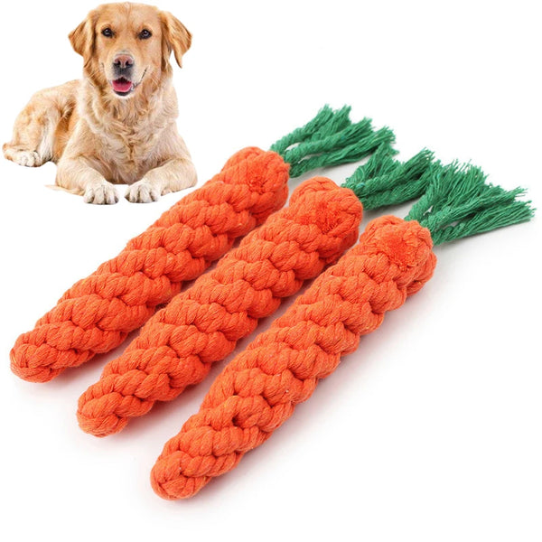 1PC Dog Toy Carrot Knot Rope 
Puppy Cleaning Teeth Chew Toy