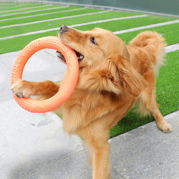 1pc Orange Dog Toys Pet Flying Disk Training Ring Puller